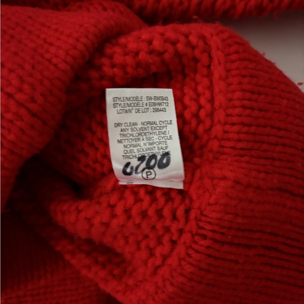 Helmut Lang Sweater Red Chunky Wool Opacity Intarsia Sweater size Small - Picture 13 of 13